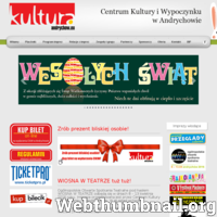 Centrum Kultury i Wypoczynku w Andrychowie. Internetowy serwis informacyjny - Witamy i zapraszamy do zapoznania się z programem imprez bieżących ./_thumb/kultura.andrychow.eu.png