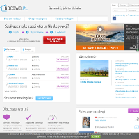 Przydatny zbiór noclegów do wglądu na platformie Nocowo.pl. Propozycję tworzą zarówno anonse z gatunku "szukam noclegu", jak również "wolne kwatery nad morzem". Urlopowicze mogą selekcjonować propozycje przez wyszukiwarkę, z uwzględnieniem rodzaju noclegu, ilości osób etc. Stronę maksymalnie usprawniono dla wygody obu stron - szukających oraz właścicieli punktów noclegowych. Dodając ogłoszenia "szukam noclegu", można szybko zabukować niedrogie obiekty w wybranej lokalizacji. Osoby, posiadające wolne pokoje niezwłocznie skontaktują się z ogłoszeniodawcą.