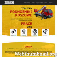 Firma TOPLIDER oferuje Państwu wynajem podnośnika koszowego wraz z obsługą operatorską wykonywaną przez wykwalifikowanego operatora na terenie całego kraju. ./_thumb/www.toplider.pl.png