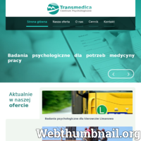 Serdecznie zapraszamy na stronę internetową centrum psychologicznego Transmedica znajdującego się w Limanowej. Oferujemy najwyższej jakości usługi z zakresu psychologii. W naszej ofercie znajdą Państwo: badania psychologiczne dla kierowców, badania psychologiczne dla medycyny pracy, psychoterapia oraz diagnozę psychologiczna. Chcesz dowiedzieć się więcej? Zajrzyj na naszą stronę! ./_thumb/www.transmedica24.pl.png