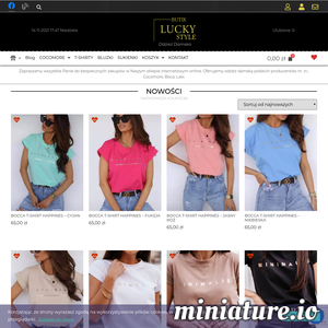 Sklep internetowy (butik) online z modną i stylową odzieżą damską polskich producentów m.in.: Cocomore, Luise, Bocca, Laki itp. Oferujemy najwyższej jakości odzież damską na formalne bądź casualowe okazje w butiku dostępnym online za pośrednictwem messengera, komunikatora lub poczty elektronicznej. Istnieje możliwość zakupu produktu na zamówienie po uprzednim kontakcie z nami.
 W naszym asortymencie znajdują się: koszulki, bluzki, sukienki itp.
Zapraszamy do bezpiecznych zakupów w naszym sklepie internetowym online. ./_thumb1/luckystylebutik.pl.png