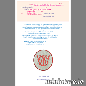 Wykonuję programy hafciarskie do wszystkich hafciarek, format: .dst, .emb, i inne.
Wzory haftu wykonuję z wzorca wektorowego np. z .cdr lub innych wzorców, wykonuję też programy do hafciarek z wzorców niewektorowych.
Logo np. 10cm / 10cm kosztuje 50 zł.
Napis duży na plecy 40 zł
Napis mały na przód 20-30 zł
  ./_thumb1/projektowanie-haftu.com.pl.png