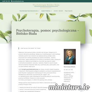 Pomoc psychologiczną oferuję osobom cierpiącym z powodu: odczuwanych lęków, napięć, natręctw, depresji, nerwic; trudności w relacjach – problemy małżeńskie, rodzinne, wychowawcze, związki pełne napięć i bólu, samotność; zaburzeń odżywiania – anoreksja, bulimia, otyłość, nadmierne skoncentrowanie na odżywianiu i wadze; poczucia braku sensu, bezradności, niepewności, zagubienia; dolegliwości somatycznych (bóle brzucha, bóle głowy, duszności, itp.) nie mających podłoża biologicznego; przeżywania trudnej sytuacji (urodzenie dziecka, żałoba, rozwód, itp.); zaburzeń seksualnych, trudności czerpania radości ze współżycia; uzależnień; przemocy fizycznej, seksualnej, emocjonalnej, której jesteś ofiarą, świadkiem, bądź sprawcą wahań nastroju, doświadczania napadów złości, płaczu, lęku. Zapraszam także: ciekawych rozwoju siebie i swoich zdolności; osoby poszukujące lepszego zrozumienia siebie; zainteresowanych świadomym kształtowaniem swojego życia; pary przechodzące kryzys; osoby przeżywające wy ./_thumb1/psychoterapia-bielsko.lustro.org.png