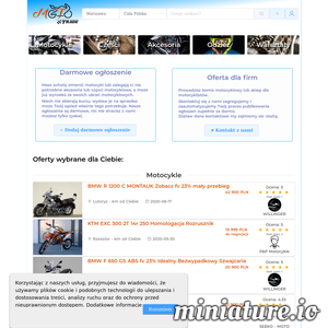 Chcesz mieć dobry motocykl nasz portal jest dla Ciebie. U nas znajdziesz motocykle, mechaników, części, akcesoria, odzież motocyklową. Przeczytasz opinie o sprzedawcy lub wystawisz opinie o mechaniku. Wystaw na sprzedaz swój motocykl za darmo! ./_thumb1/www.moto-trade.pl.png